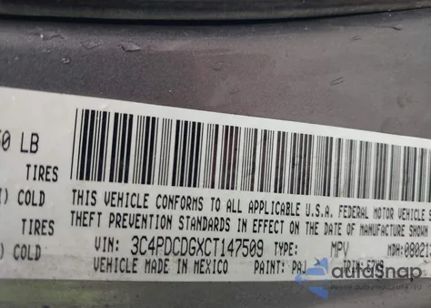 2012 Dodge Journey Crew z USA, uszkodzony, nr VIN 3C4PDCDGXCT147509
